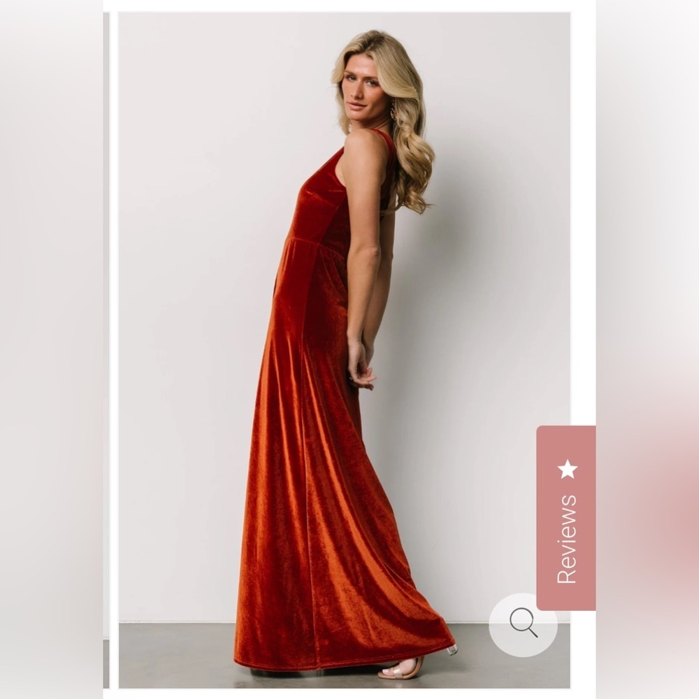 NWT Baltic Born Tatiana Velvet One Shoulder Maxi Dress Size Medium Rust - Picture 10 of 14